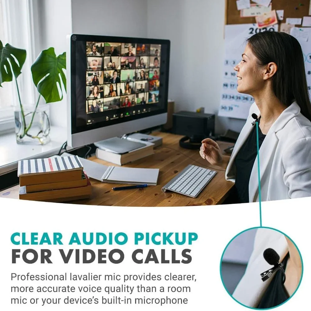 Hrayzan Webcam 1080p + Movo LV1-USB Lavalier Microphone for Computer